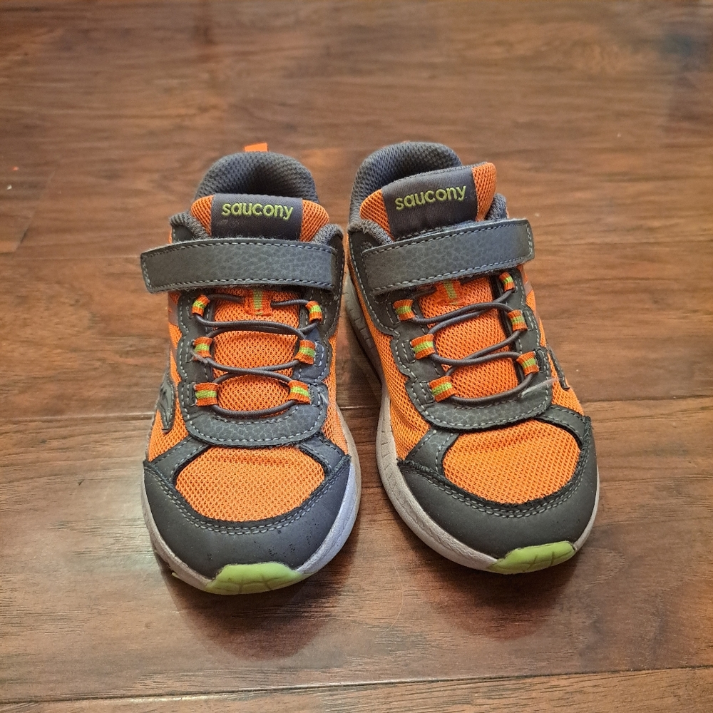 Size 11 Saucony Kids' Orange and Gray Sneakers